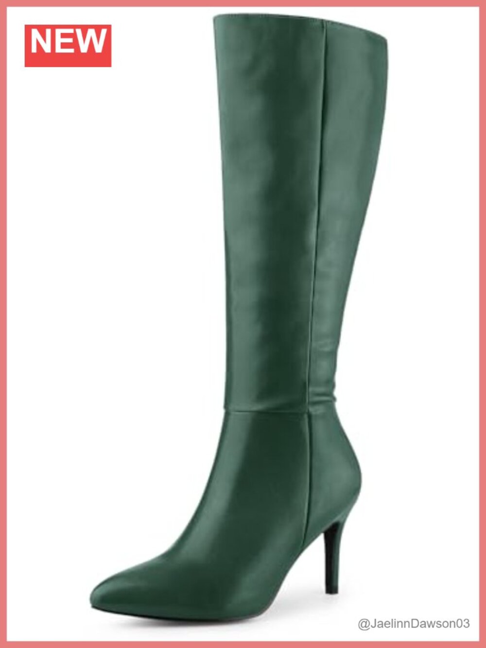 Faux Leather Pointed Toe Stiletto Heel Knee High Boots w/ Side Zip - Women's